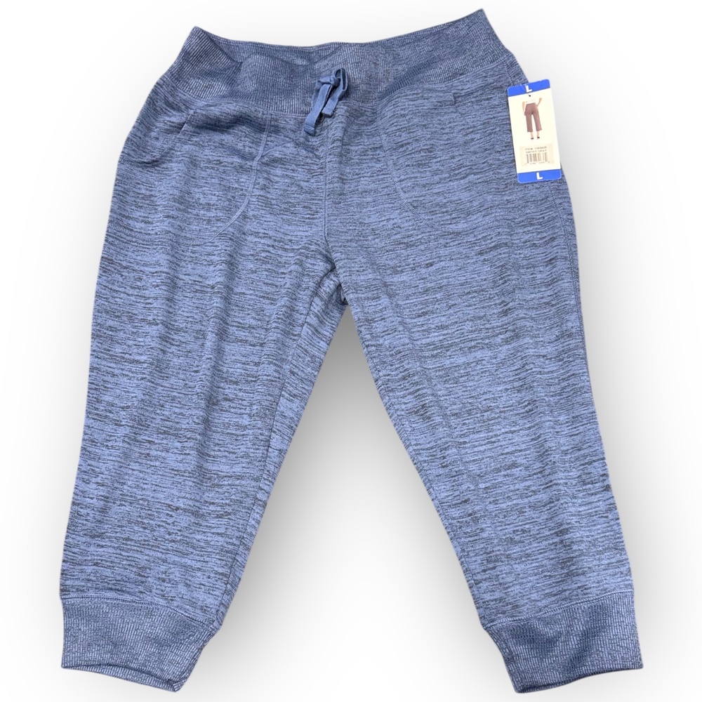 NWT Xersion Women’s Relaxed Fit Cropped Jogger Pants – Blue Space Dye – Size L - Picture 2 of 6